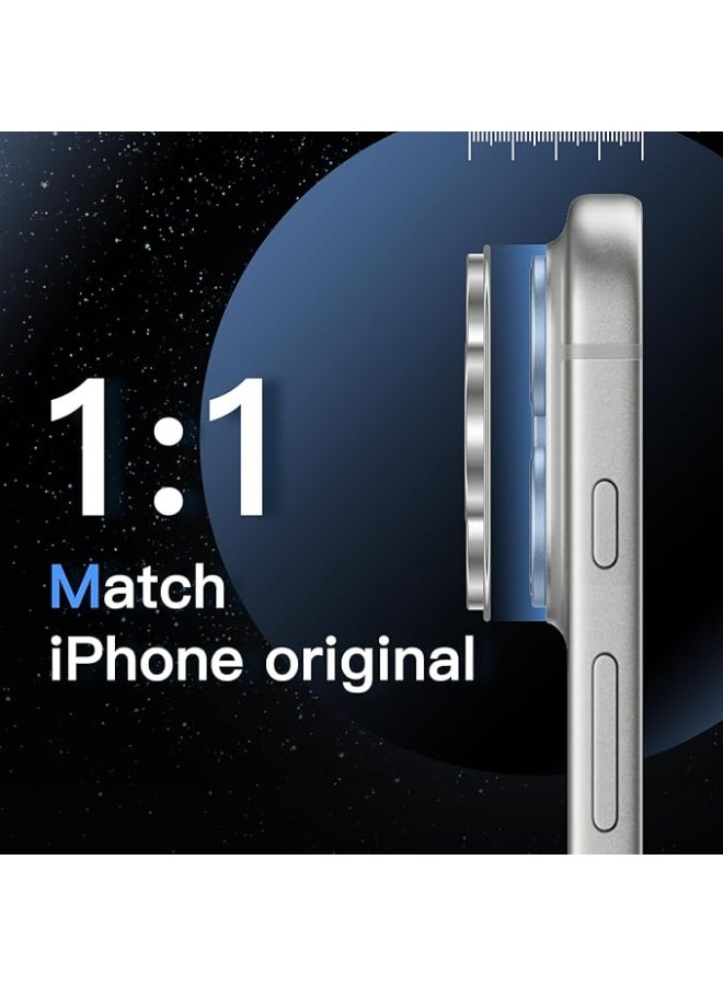 واقي عدسة الكاميرا لهاتف iPhone 17 Pro Max مقاس 6.9 بوصة، غطاء زجاجي مقوى 9H يغطي كامل العدسة، لوح معدني غير لامع، متوافق مع الجراب، عبوة واحدة (فضي) - Image 5